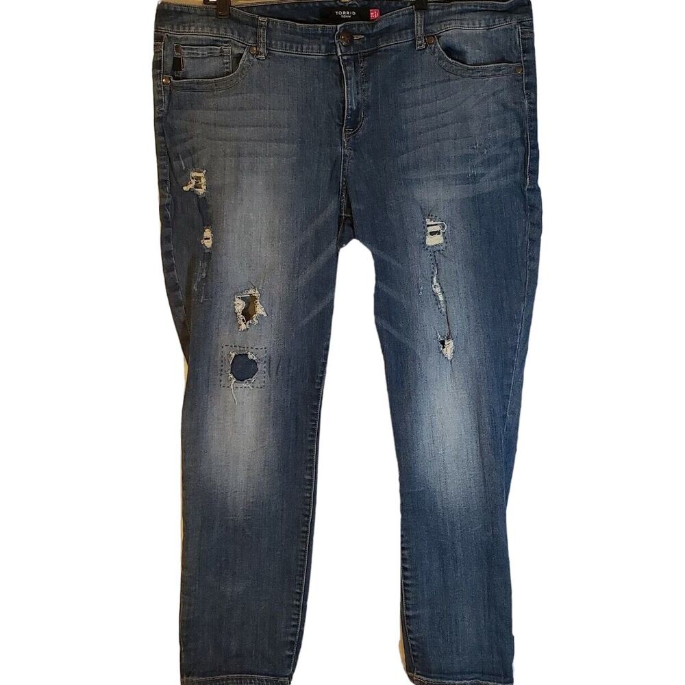 TORRID WOMENS 24 JEANS DISTRESSED PLUS SIZE 3XL XXXL STRETCH PANTS DENIM SKINNY